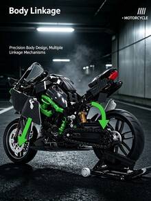 1:20Mechanical Racing Motorcycle Building Blocks Kit, 838 Pieces DIY Assemble Sport Motorbike Model, Simulated Chain Transmission & Rotatable Wheels, High Detail Collectible Desktop Decoration Toy, For 14+ Teens Adults, Holiday Birthday Present - Multicolor - View 7