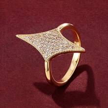 1pc Simple Four-Pointed Star Design Zirconia Inlaid Women Ring - Multicolor - View 1