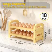 Egg Holder Countertop, 2 Tier Stackable Wooden Egg Holder For 36 Eggs, Egg Stand With Handle For Kitchen Organizer, Fits Quail, Duck, Turkey, Chicken Eggs - 2 Pack - View 1