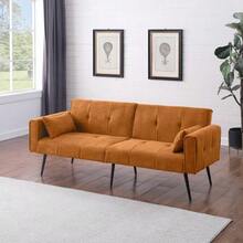 Best Choice Products Upholstered Futon Sofa Bed,Comfy Modular Foldable Sleeper Sofa 68″Fabric Couch Sleeper For Home,Dorm, Bonus Room, Compact Spaces. - Orange - View 4