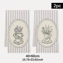 2PCS Kitchen Towels Minimalist Brown Leopard Print Pattern 40*60cm Simple Style Rectangular Microfiber Kitchen Towels, Dish Cloths, Tablecloths, Hand Towels, Bathroom Kitchen Decor, Home Decor, Housewarming Gift For Neighbors, Perfect For Kitchen And Bathroom Use, Suitable For Housewives And Family Gatherings Gift, High Cost-Performance, Home Essential - Light Grey - View 3