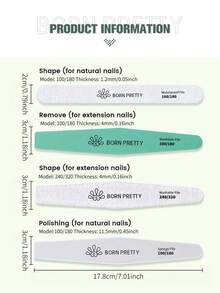 BORN PRETTY 1Pc/4Pcs Double‑Sided Nail File Buffer Set, Washable Sanding Nail Files 100‑320 Grit Manicure Tools For Acrylic Natural Nails - Multicolor - View 2