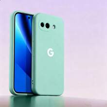 液態矽膠手機殼，內層植絨，適用於 Pixel 6 6a 6 Pro 7 7a 8 8a 8 Pro 9 9a 9 Pro XL 10 10a 10 Pro XL 11 11 Pro XL - 淡青色 - 查看 1