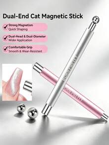 BORN PRETTY Pink Silver Dual-Tip Cat Eye Magnetic Rod Steel Ball Design Multi-Function Strong Magnetic Nail Polish Magnet Pen - Multicolor - View 3
