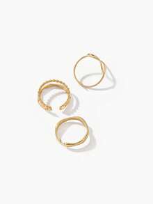 Vandermere 3pcs Heart Decor Ring Valentines,Mom,Mother,Mother's Day,Gift - Yellow Gold - View 3