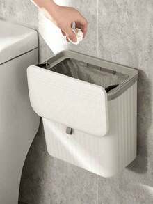 1pc Wall-Mounted Trash Can, Suitable For Home Living Room And Kitchen, Flip Lid Hanging Design, Can Be Hung On Kitchen Cabinet Door, Household Essential, College Dormitory Must-Have - Multicolor - View 2