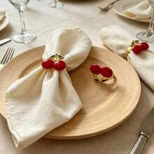 8/12pcs Red Cherry Napkin Rings, Napkin Holders, Napkin Cloth Storage Decoration, Tableware, Home Tabletop Decor, Suitable For Holiday Restaurant Banquet Table Setting Decoration - Red - View 7