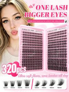 320/384pcs Of D-Type Curly Eyelash Clusters,With Simulated Mink Fur Texture And Natural Eyelash Clusters Available In Manga Style,With Elongated Eye Tails And Enlarged Eyes In Various Styles. Soft Eyelash Self-Adhesive Set,Eyelashes Can Be Reused. - Pink - View 3