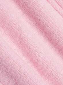 DONICY Women Elegant V Neck Ribbed Knit Sweater, Slim Fit Long Sleeve Top With Button Cuffs, Fall Pink Casual Knitted Pullover - Pink - View 3