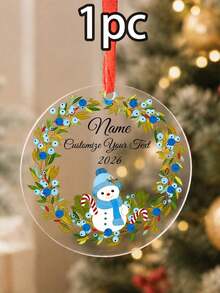 Custom Christmas Ornament, Personalized Name And Text Holiday Hanging Decor, Festive Snowman Wreath Style, Customized Christmas Tree Ornament, Customizable Wall Hanging Keepsake, Christmas Home Decor, Holiday Gift 2026, Room Decor, Family Gift - Style B - View 30