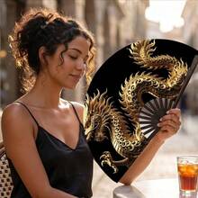 1pc Women's Handheld Fan, Vintage Pattern Design, Bright Vintage Style, Lightweight And Portable, Suitable For Daily Use, Outdoor Activities And Party Occasions, Ideal Fashion Accessory - Hand Fan - View 4