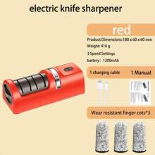 Professional USB Electric Knife Sharpener - Portable And Efficient, Suitable For Home And Chef Use, Equipped With Lithium Battery, Fine Abrasive Grit, USB Rechargeable, 1200mAh Battery, Made Of Durable ABS Material, Perfect For Kitchen Knives, Kitchen Knife Sharpener | Sleek Design Sharpener | Durable ABS Sharpener - Multicolor - View 10