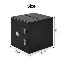 Black Wall‑Mounted Acrylic Donation Box With Lock Keys, Top Slot For Suggestions & Voting - Acrylic--15x15x15cm - View 6