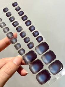 Cross-Border New Arrival Semi-Cured Gel Summer Toe Nail Stickers, Glitter Flash Design, In Stock Wholesale, Waterproof & Long-Lasting - Royal Blue - View 5