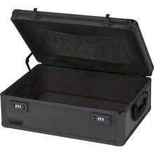 Locking Storage Chest With Dual Combination Lock-Small Lock Box For Laptops, Tablets And Valuables, Lockable Storage Box With Code, Keyless Lockbox Fo - Black On Black - View 4