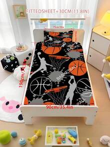 2/3pcs Boys Sports Basketball Bedding Set, Soft & Breathable, All Season, Twin/Full/Queen Size, 100% Polyester, Machine Washable - Multicolor - View 9