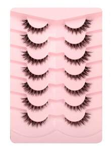 5 Pairs 5-12mm Natural Cross Minimalist Transparent Stem False Eyelashes, Suitable For Party, Holiday - Black - View 2