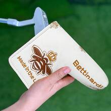 1pc Golf Blade Putter Cover, Crown & Bee Pattern, PU Material, Soft Lining, Durable, Unisex, Suitable For Golf Enthusiasts - Multicolor - View 3