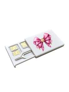 Bowknot 2D Printed Card Holder, SIM Card Pin Slot, Comes With SIM Card Pin. Cherry Printed Portable SIM Card Storage Box, Phone Card Holder, SIM Card And SD Card Storage Box, Travel Storage Box, Compact And Lightweight, Anti-Loss And Durable, Anti-Drop And Durable, Suitable For Smartphones, Tablets And Other Devices, Can Store SIM Card/SIM Card Pin, Ideal Choice For Storing Backup SIM Card When Changing Phone Number. Back To School Season, Graduation Season, Teacher's Day, Birthday Gift - Multicolor - View 14