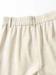Men's Solid Color Straight Leg Casual Pants With Pockets, Suitable For Daily Commute And Vacation - Apricot - View 5