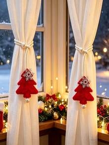 4pcs/2pcs Christmas Tree Snowflake Curtain Tiebacks, Easy To Store Curtain Tie Ropes, Suitable For Sheer Curtains, Fabric Curtains Decoration And Holiday Atmosphere Decoration, Christmas Gift - Christmas Tree Curtain Tiebacks - View 15