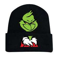 The Grinch New Christmas Green Monster Hat Cosplay Unisex Warm Knitted Beanie Knitted Cap - Multicolor - View 11