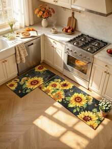 1/2pcs Autumn Floor Mat, Vintage Sunflower Pattern, Diatomaceous Earth Mat, Super Absorbent, Non-Slip, Perfect For Bathroom, Kitchen And Dining Room, Quick Drying, Perfect Gift For Home Decor And Bathroom Mat, Autumn Gift! - Multicolor - View 4