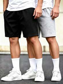 2pcs Tween Boys Summer Outdoor Sports Casual Loose Straight Shorts, Fashion Versatile Comfortable - Multicolor - View 9