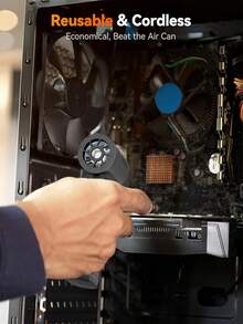 可攜式電動除塵吹風機 強力壓縮空氣 可調風速 迷你除塵機 150,000 RPM 充電式渦輪噴射風扇馬達 高速強勁風扇 適用於汽車、電腦、鍵盤、居家與戶外清潔 - B - 查看 8