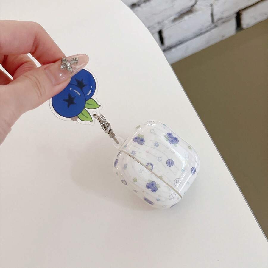 Elegant Fashion Striped Blueberry Floral With Pendant 4/Pro3 Earphone Protective Case Cover For 2nd/3rd Generation New Model - Multicolor - View 1