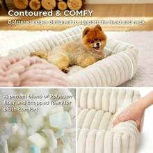 Soothing Donut‑Shaped Warm Soft Plush Round Dog Bed, Suitable For Small/Medium Dogs, Cats, Hamsters, Fluffy Cat Bed, Donut Pet Pad, 2‑In‑1 Winter Warm Sleeping Bag Sofa Mat - White - View 3