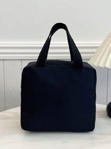 Tas Bekal Termal Portabel, Tas Bento Termal, Tas Bekal & Buah Tebal Berwarna Hitam Polos yang Lucu untuk Pelajar - Hitam - View 7