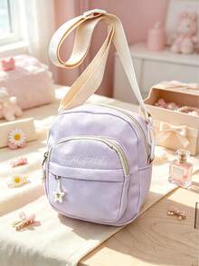 Sweet Girl Mini Crossbody Bag, Soft Color Nylon Mini Shoulder Bag With Star Pendant, Lightweight Multi-Pocket Phone Crossbody Bag, Suitable For Daily Outings, School And Shopping - Multicolor - View 9