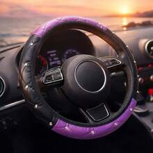 BlingBling Artificial Diamond Car Steering Wheel Cover, PU Leather No Inner Ring Car Steering Wheel Cover, All-Season Universal Steering Wheel Cover, Steering Wheel Protective Cover Accessory - Multicolor - View 4
