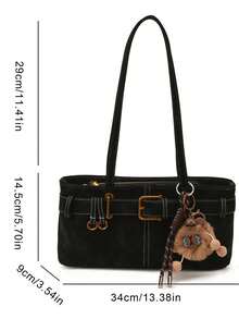 Nicekee Vintage Versatile And Fashionable Handbag, Equipped With Square Buckles And Exquisite Hanging Decorations, Suitable For Shopping And Commuting - Black - View 6