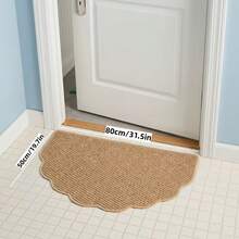 1pc Semi-Circular Wavy Edge Durable Floor Mat, Warm Brown, No Pattern Design, Bathroom Mat, Low-Key Elegant, Enhance Entryway Atmosphere, Door Mat, Small Rug, Welcome Mat, Carpet, Mat, Outdoor Door Mat, Kitchen Rug, Home Decor, Front Door Mat, Small Area Rug, Outdoor Mat, Home Decor, Area Rug, Garden Rug, Washable Rug - A - View 5