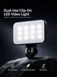 Multifunctional DUONENG Portable Clip-On LED Fill Light For Action Photography - Compact, 3 Lighting Modes, Adjustable Brightness And Angle, USB Interface, Suitable For Laptop/Mobile Phone/Tablet/Zoom Call/Makeup, Suitable For Selfie And Live Streaming, Portable Light - Fill Light - View 8