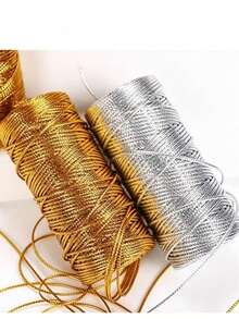 1.5mm 100m Gold & Silver Braided Rope, Suitable For Gift Packaging, Hanging Decorations, Party Supplies, Sewing DIY Rope Art, Hemp Rope, Twisted Rope, Home Decor, Valentine's Day - Multicolor - View 6