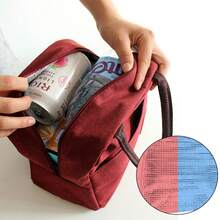 Thermal Insulation Lunch Bag With Built In Aluminum Foil Thermal Insulation Bento Bag Large Capacity Portable And Easy To Carry Suitable For Students Office Picnics Outdoor Activities Initial Name 26 Letters Pattern - Red - View 4