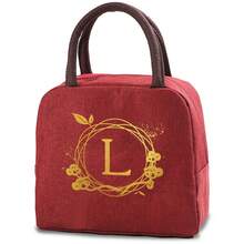 Thermal Insulation Lunch Bag With Built In Aluminum Foil Thermal Insulation Bento Bag Large Capacity Portable And Easy To Carry Suitable For Students Office Picnics Outdoor Activities Initial Name 26 Letters Pattern - Red - View 9