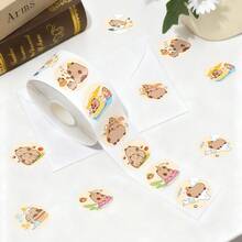 500 buah Stiker Gulung Bergambar Capybara Lucu, Bulat 1 Inci, 8 Pola Berputar, Sempurna untuk Menyegel Kotak Hadiah Kue, Kemasan Suvenir, Scrapbooking, Stiker Hadiah Anak-anak, Kemasan Kreatif, Dekorasi Kios Pasar - MultiWarna - View 2