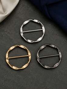 1/5pcs Women's Round Metal T-Shirt Collar Clip, No-Sew Shirt Hem Shortening Ring, Waist Cincher Buckle And Scarf Slide Buckle, Alloy Clothing Corner Fixing Buckle, Suitable For Loose Tops, Shirts, Dresses And Daily Outfit Styling, Waist Tightening Clip - Multi-color - View 4