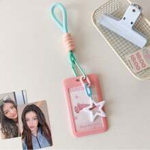Macaron Colorful Small Card Storage Sleeve, Korean Idol Photocard Holder With Star Keychain Lanyard, Plastic Photo Card Protective Sleeve, Sweet INS Style, Suitable For Korean Entertainment Photocards, Student Campus ID Cards, Daily Collection And Display, ID Card Holder, Portable Card Sleeve, Cute Gift For Girls - A - View 12