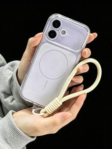 1pc Solid Color Fashion Minimalist Fresh Matte Transparent Phone Case With Short Lanyard, Compatible With IPhone 11/12/13/14/15/16/16 Pro Max, Comfortable Soft Protective Phone Shell, Compatible With IPhone 17/17 Pro/17 Pro Max/Air, Design Fashion Phone Case - Multicolor - View 2