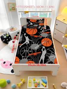 2/3pcs Boys Sports Basketball Bedding Set, Soft & Breathable, All Season, Twin/Full/Queen Size, 100% Polyester, Machine Washable - Multicolor - View 16