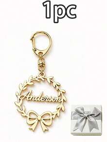 LICVIC Custom Wreath Bow Keychain With Name, Personalized Christmas Key Chain, Elegant Holiday Keychains Accessory, Customized Name Bag Charm, Customizable - Style B - View 11