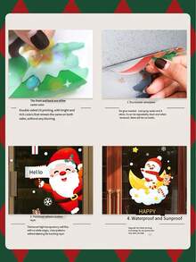1pc Large Christmas Decoration Scene, Includes Creative Christmas Balls, Gold Glitter, Snowflakes And Holiday Window Stickers, Suitable For Store Display And Glass Door Decoration, Creating A Strong Holiday Atmosphere. - Multi-color - View 9