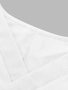 V-Neck Multi-Pocket Short Sleeve Top & Tie Waist Long Pants Scrub Set White - White - View 8