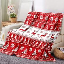 Christmas Throw Blankets,Flannel Christmas Blanket Holiday Warm Soft Plush Blankets Red And White Reindeer Snowflake Xmas Tree For Winter Couch Bed Decoration - Multicolor - View 1