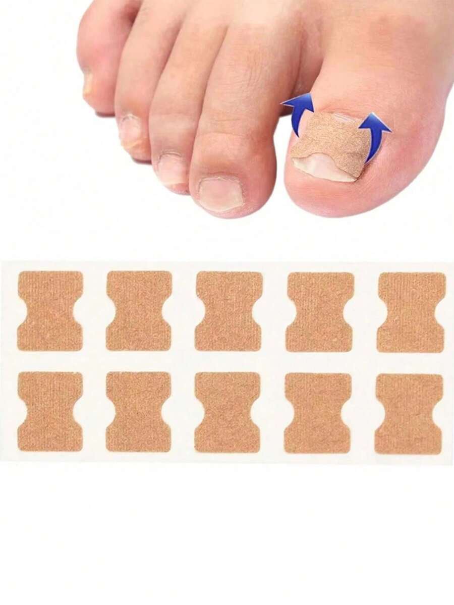 10pcs Built-In Toenail Pads, Glueless Nail Patches, Non-Woven Toenail Patches For Growing Toes, Foot Care And Nail Care - Multicolor - View 1